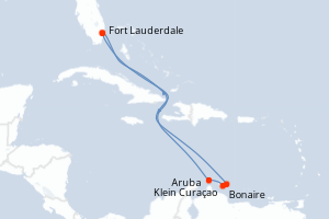 carte itinéraire croisière Caraïbes Bahamas 8 jours au départ du port de Fort Lauderdale