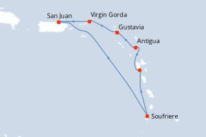 Carte de l'itinéraire de croisière San Juan-San Juan d'une durée de 7 jours