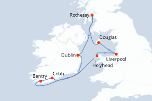 carte itinéraire croisière Europe du Nord 7 jours au départ du port de Dublin