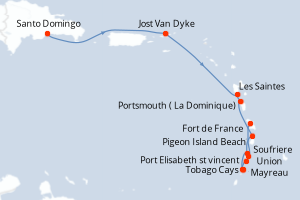 carte itinéraire croisière Caraïbes Bahamas 10 jours au départ du port de Santo Domingo