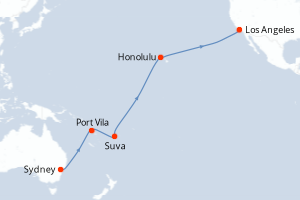 carte itinéraire croisière Amérique du Nord 20 jours au départ du port de Sydney