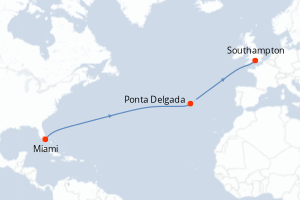 carte itinéraire croisière Transatlantique 11 jours au départ du port de Miami