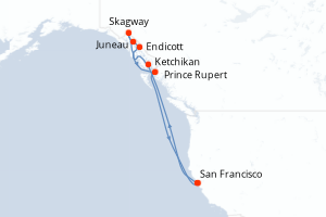 carte itinéraire croisière Amérique du Nord 10 jours au départ du port de San Francisco