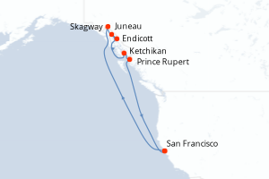 carte itinéraire croisière Amérique du Nord 11 jours au départ du port de San Francisco