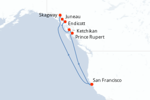 carte itinéraire croisière Amérique du Nord 11 jours au départ du port de San Francisco