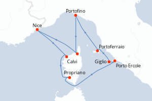 carte itinéraire croisière Méditerranée 8 jours au départ du port de Nice