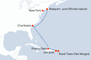 carte itinéraire croisière Amérique du Nord 9 jours au départ du port de San Juan