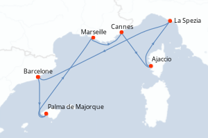 carte itinéraire croisière Méditerranée 8 jours au départ du port de Barcelone