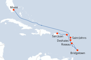 carte itinéraire croisière Caraïbes Bahamas 8 jours au départ du port de Miami
