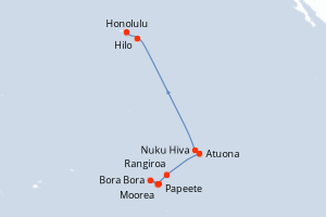 carte itinéraire croisière Hawaii 14 jours au départ du port de Papeete