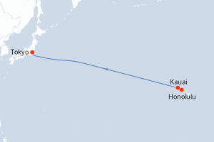 Carte de l'itinéraire de croisière Honolulu-Tokyo d'une durée de 11 jours