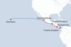 carte itinéraire croisière Hawaii 17 jours au départ du port de Fuerte amador