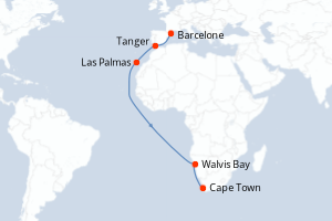 carte itinéraire croisière Méditerranée 18 jours au départ du port de Barcelone