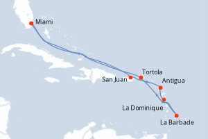 carte itinéraire croisière Caraïbes Bahamas 12 jours au départ du port de Miami