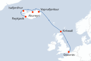 carte itinéraire croisière Europe du Nord 7 jours au départ du port de Douvres