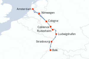 carte itinéraire croisière Europe du Nord 7 jours au départ du port de Cologne