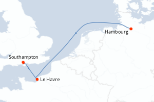 carte itinéraire croisière Europe du Nord 3 jours au départ du port de Hambourg