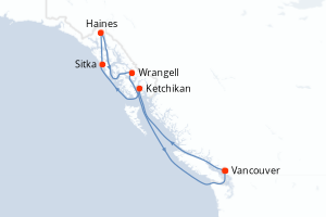 carte itinéraire croisière Alaska 7 jours au départ du port de Vancouver