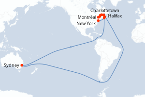carte itinéraire croisière Amérique du Nord 11 jours au départ du port de New York