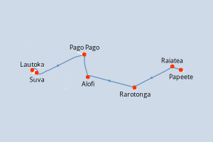 carte itinéraire croisière Australie Nouvelle Zélande 10 jours au départ du port de Papeete