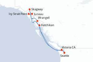 carte itinéraire croisière Alaska 9 jours au départ du port de Seattle