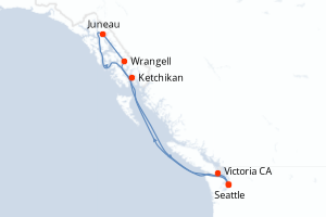 Carte de l'itinéraire de croisière Seattle-Seattle d'une durée de 7 jours