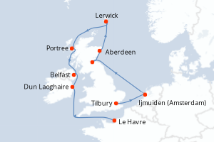 carte itinéraire croisière Europe du Nord 11 jours au départ du port de Tilbury