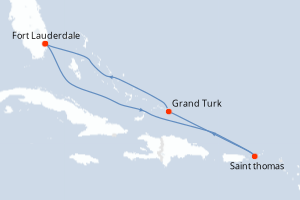 carte itinéraire croisière Caraïbes Bahamas 8 jours au départ du port de Fort Lauderdale