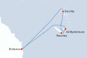 carte itinéraire croisière Australie Nouvelle Zélande 8 jours au départ du port de Brisbane