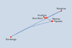 Carte de l'itinéraire de croisière Papeete-Papeete d'une durée de 10 jours