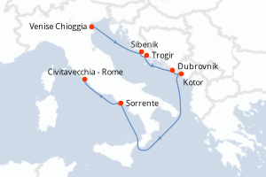 carte itinéraire croisière Méditerranée 7 jours au départ du port de Venise Chioggia