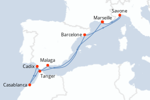 carte itinéraire croisière Méditerranée 10 jours au départ du port de Marseille