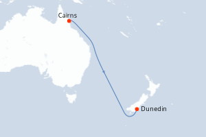 carte itinéraire croisière Australie Nouvelle Zélande 9 jours au départ du port de Cairns