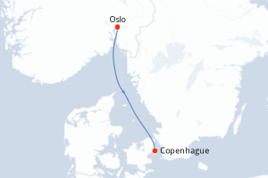 carte itinéraire croisière Europe du Nord 1 jour au départ du port de Oslo