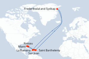 carte itinéraire croisière Caraïbes Bahamas 10 jours au départ du port de Miami