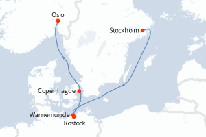 carte itinéraire croisière Europe du Nord 10 jours au départ du port de Stockholm