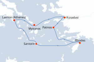 carte itinéraire croisière Méditerranée 4 jours au départ du port de Kusadasi