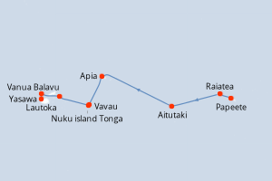 carte itinéraire croisière Australie Nouvelle Zélande 11 jours au départ du port de Papeete