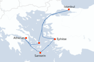 carte itinéraire croisière Méditerranée 7 jours au départ du port de Le Piree - Athenes