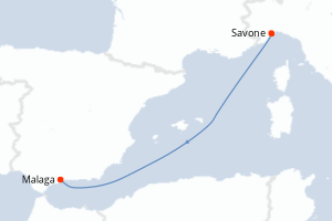 carte itinéraire croisière Méditerranée 2 jours au départ du port de Savone