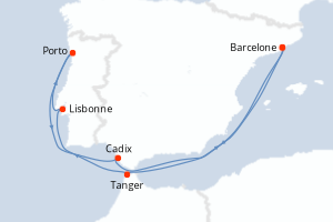 carte itinéraire croisière Méditerranée 9 jours au départ du port de Barcelone