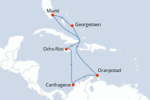 carte itinéraire croisière Caraïbes Bahamas 11 jours au départ du port de Miami