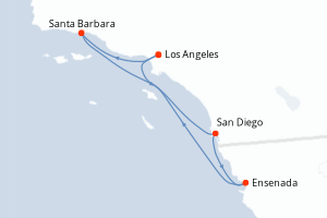 carte itinéraire croisière Amérique du Nord 5 jours au départ du port de Los Angeles