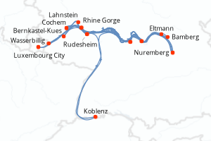 Carte de l'itinéraire de croisière Luxembourg City-Luxembourg City d'une durée de 7 jours