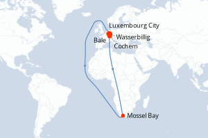 carte itinéraire croisière Europe du Nord 7 jours au départ du port de Luxembourg City