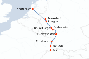 carte itinéraire croisière Europe du Nord 7 jours au départ du port de Amsterdam