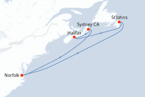 carte itinéraire croisière Caraïbes Mexique 8 jours au départ du port de Norfolk