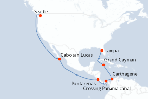 carte itinéraire croisière Alaska 16 jours au départ du port de Tampa