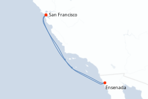 Carte de l'itinéraire de croisière San Francisco-San Francisco d'une durée de 4 jours