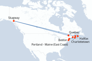 carte itinéraire croisière Amérique du Nord 10 jours au départ du port de Quebec